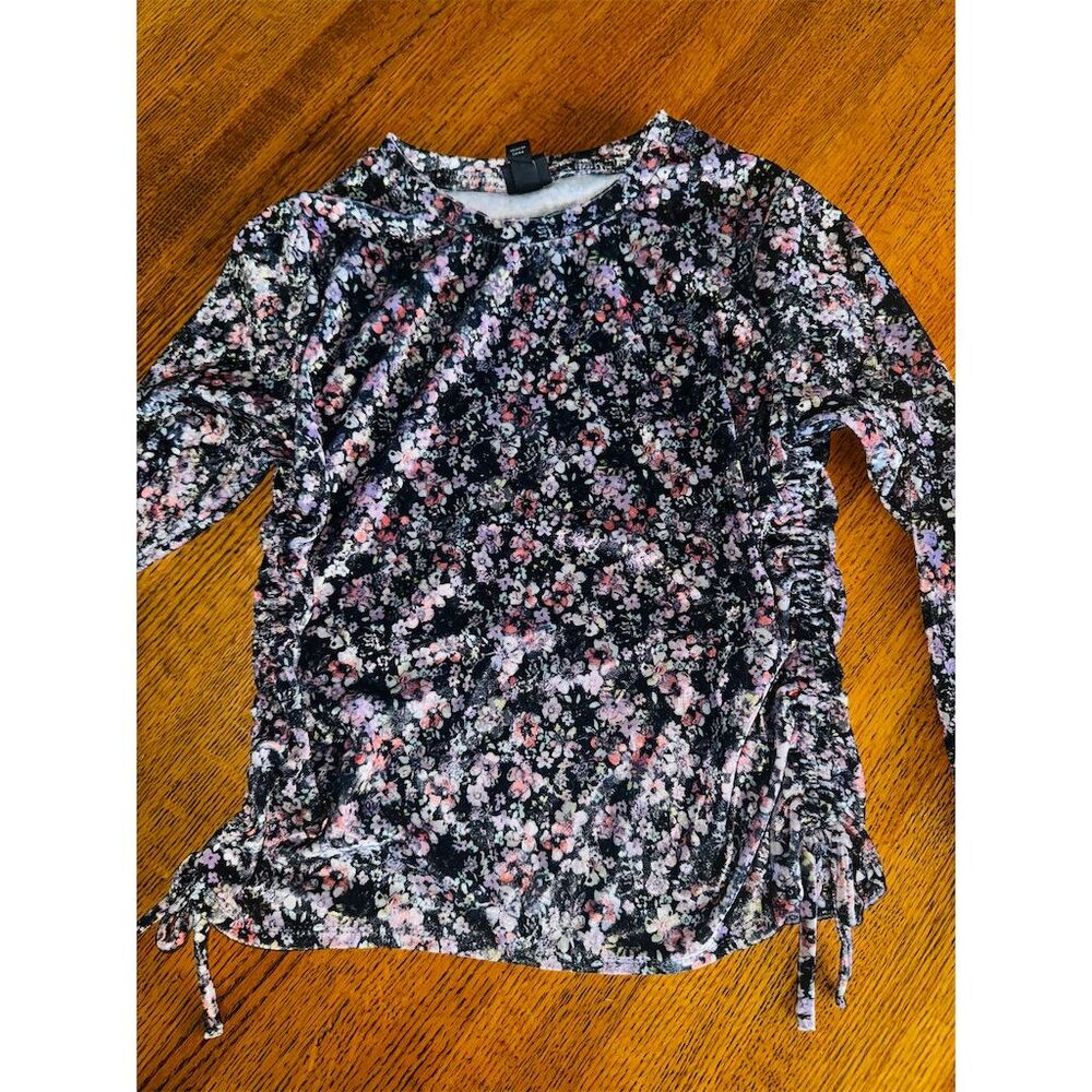 Art Class Girls Floral Velvet Top Long Sleeve Size 10-12